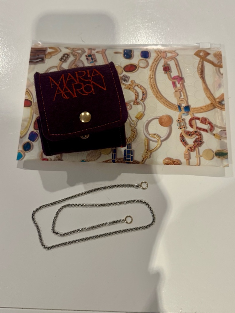 Authentic Marla Aaron Silver Rolo Chain Necklace with Gold Rings - Picture 4 of 6